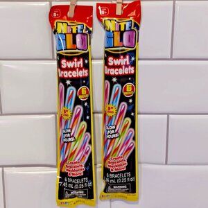 Nite Glo Swirl Bracelets 8" Long 6 per pack / 2 packs (12 total) New‎